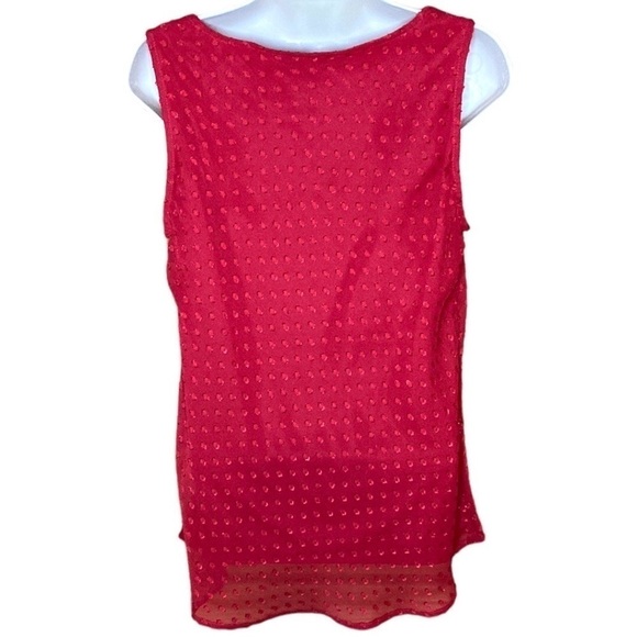 89th & Madison | Red Sheer Overlay Cowl Neck Blouse Sleeveless M - Picture 2 of 4